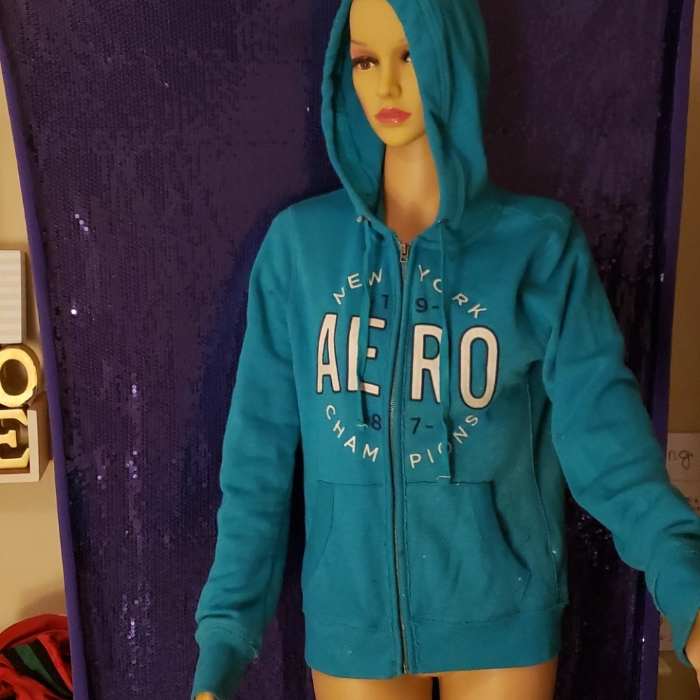 Teal Aeropostle Zippered Hoodie